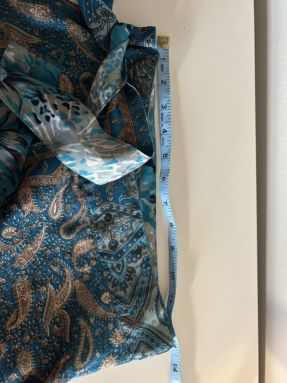 Vintage Sari Silk Magic Wrap Skirt Boho Teal Paisley Reversible Midi OSFM - Picture 8 of 10